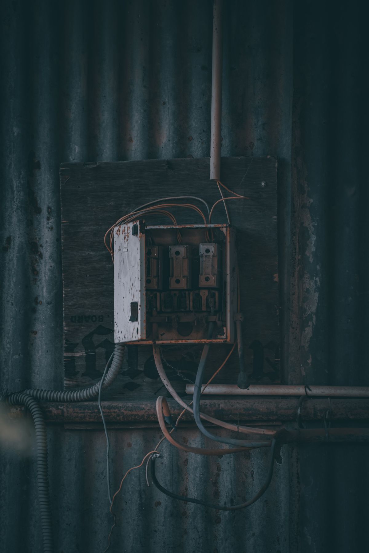 Corroded, aging electrical panel in a coastal Virginia Beach home in need of repair